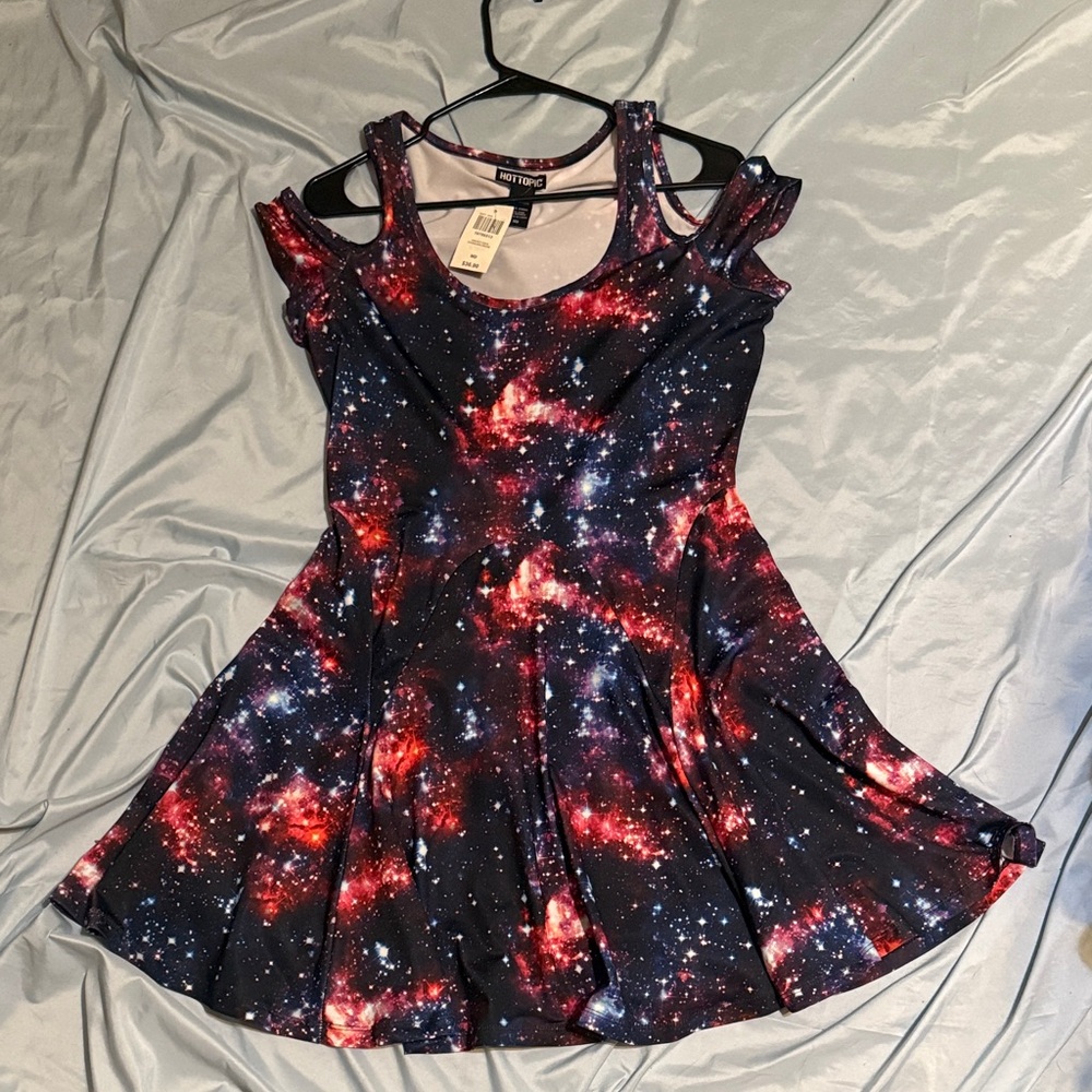 Hot Topic Cosmic Print Cold Shoulder Dress
